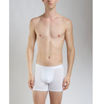 man in micro modal air boxer briefs in white facing front 