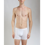 man in micro modal air boxer briefs in white facing front 