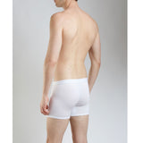 man in micro modal air boxer briefs in white facing side 