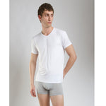 SilkCut Micro Modal Air undershirt folded to display clean neckline and stretch drape