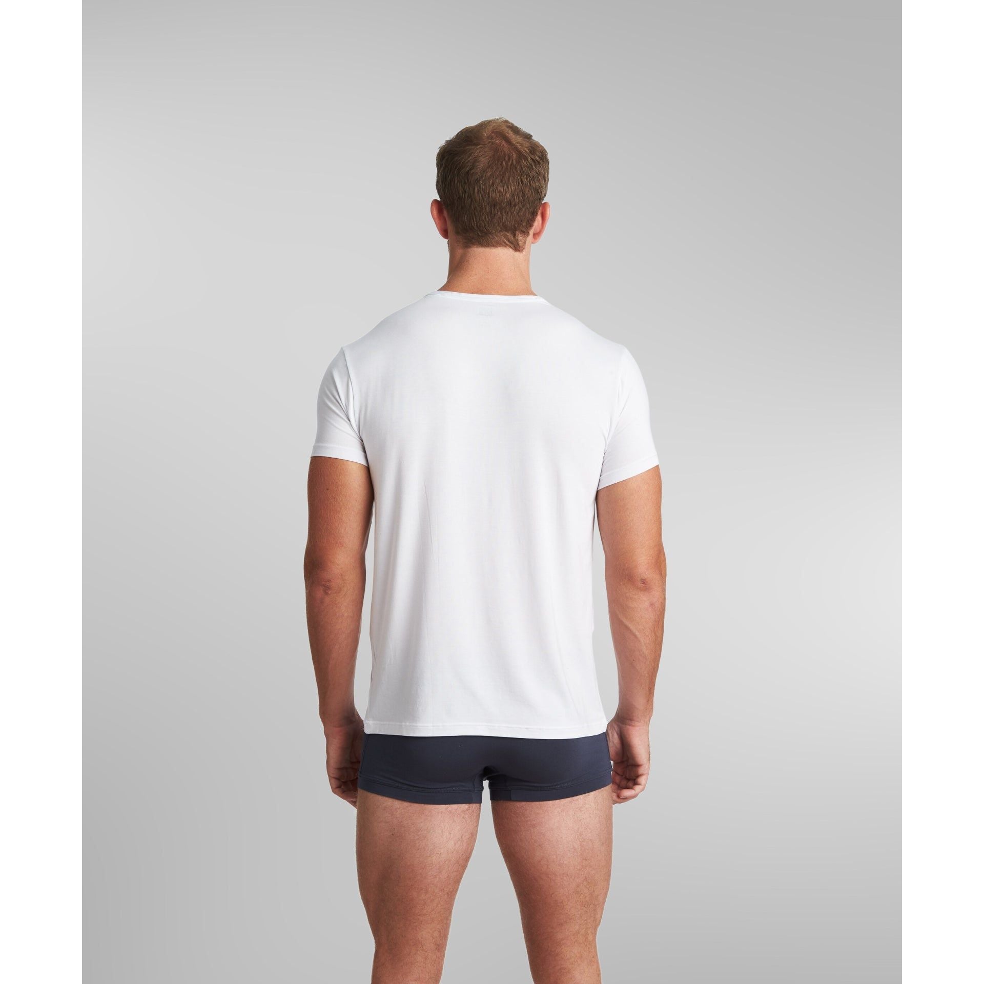 Men’s modal crew neck tee White back view smooth tag-free comfort
