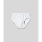 White modal brief underwear front view on gray background
