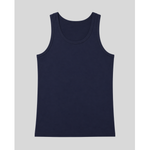 Navy blue tank top on a light gray background
