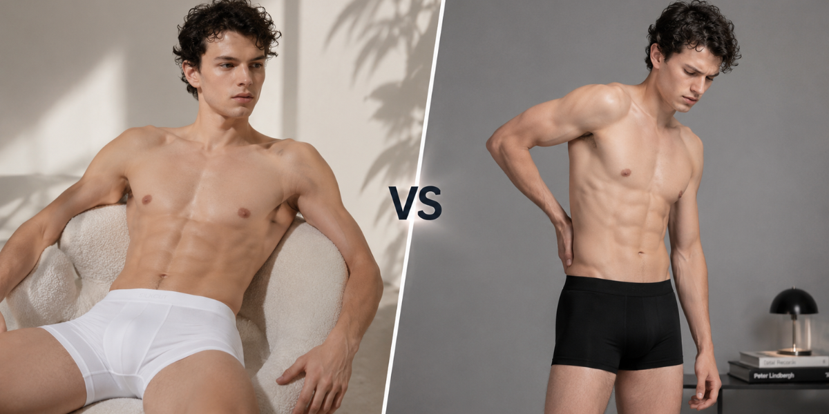 SilkCut vs Duluth Trading comparison image showing breathable SilkCut underwear beside rugged workwear underwear for cooling and support